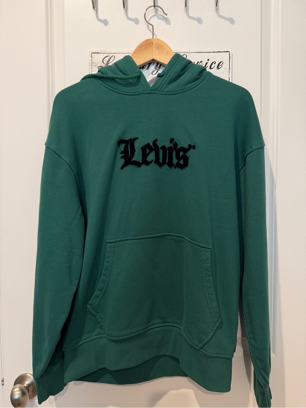 Levi's Forest Green Pullover Hoodie with Black Logo, small, NWT